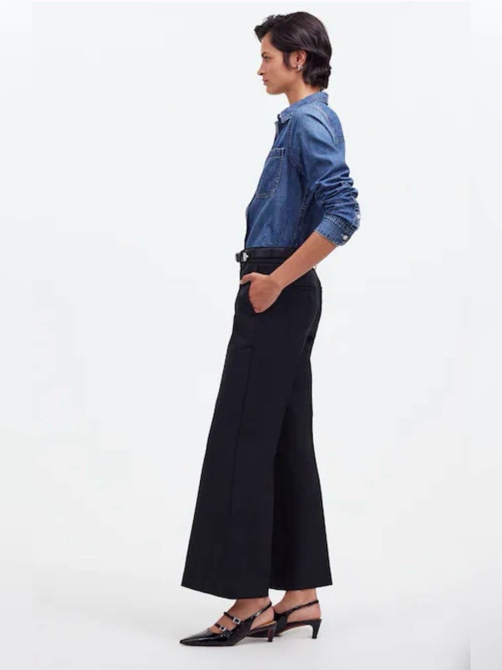 Madewell Kick Out Crop Pants Wool Blend Twill Size 6 - Picture 3 of 15